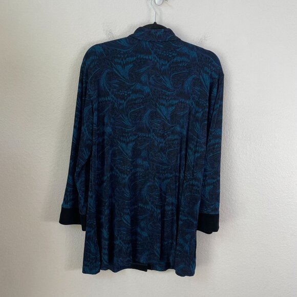 Chicos Design Womens XL Button Up Top Slinky Stretch Knit Acetate Long Sleeve - Picture 8 of 11